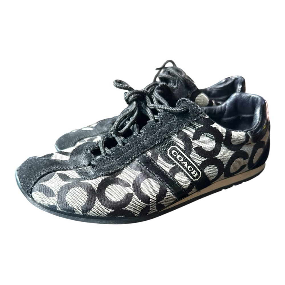 ▶️ Coach ◀️ Kathleen Black and Gray Lace up shoes  7.5 Signature C - Picture 3 of 13